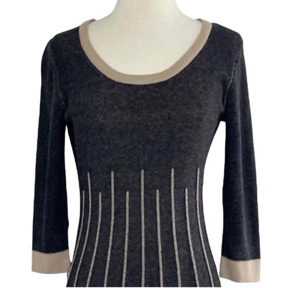NINE WEST Fit & Flare Black Tan Sweater Dress Size XS - Picture 4 of 16